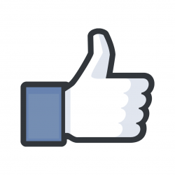 A blue and white image of a thumbs up.